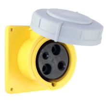 Eaton Arrow Hart pin and sleeve receptacle, IP69K Rated, #8 - #2 AWG, #10 - #2 AWG (Ground), #12 - #16 AWG (Pilot), 60A, 3Ø 600V, Back wire, Nickel plated brass, IP67, Nylon, 3-pole, 4-wire, AHBB60 Back box style, Female, 20 HP, 3PH