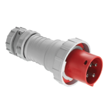 Eaton Arrow Hart pin and sleeve plug, IP69K Rated, #4 -1/0 AWG, #12 - #16 AWG (pilot), 100A, 125/250V, Back wire, Orange, Nickel plated brass, IP67, Nylon, Three-pole, Four-wire, grounding, 0.97-1.94in (2.46-5.00cm), Male