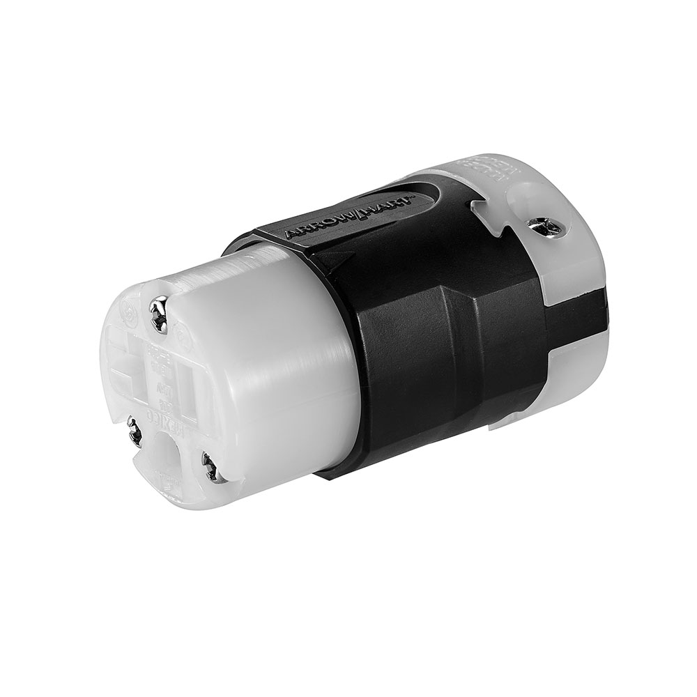 Eaton Arrow Hart ultra grip hospital grade straight blade connector, #18-12 AWG, 15A, Industrial, 125V, Back wire, Black and white, Brass, Nylon, 5-20R, Two-pole, three-wire, grounding, Screw, 0.33-0.66