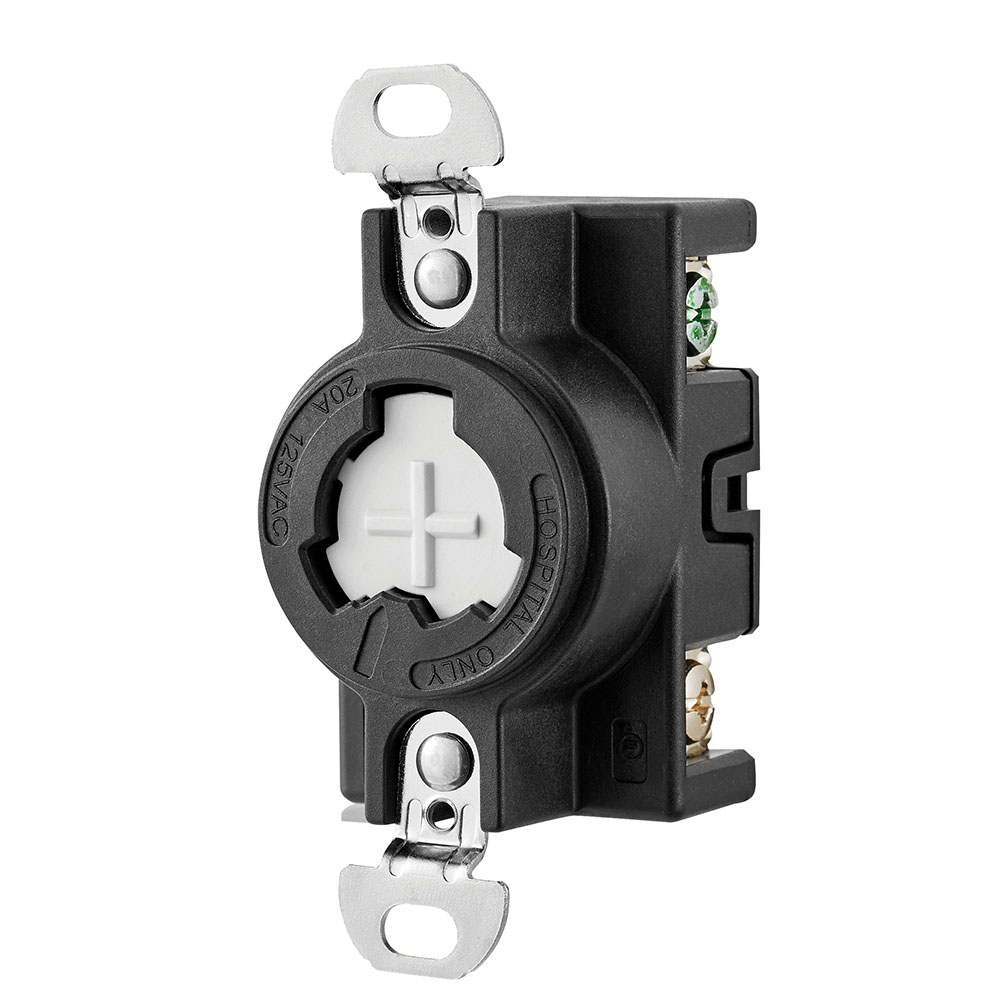 Recp Powerlock 20A 125V 2P3W Hosp Use BK 4747359