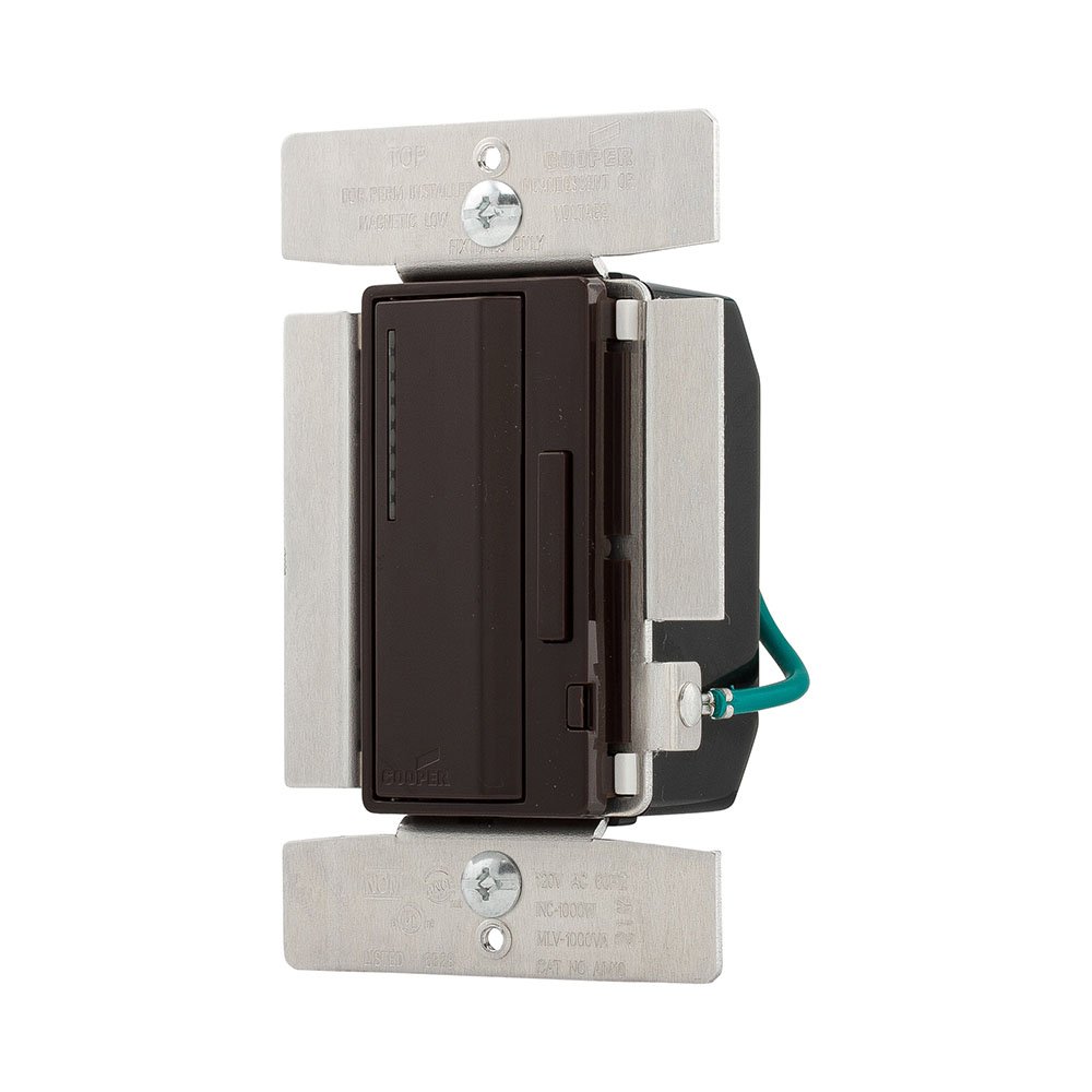 Eaton smart dimmer, Flush mounting, 120V, Wire leads, Maintained closure, Brown, 60 Hz, Incandescent, halogen, magnetic low voltage, Single-pole, multi-location, Polycarbonate, 1000W 706868