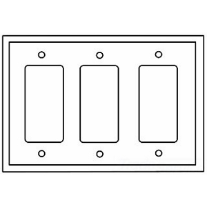 Eaton Decorator / GFCI wallplate, White, Decorator Cutout, Thermoset, Three- gang, Mid-size, ED Box