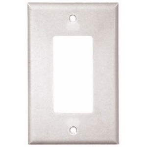Eaton Decorator / GFCI wallplate, Lt. Almond, Decorator Cutout, Thermoset, Single- gang, Mid-size, ED Box