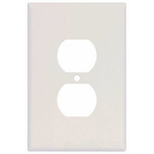 Eaton Duplex receptacle wallplate, White, Duplex receptacle Cutout, Thermoset, Single- gang, Oversize, ED Box