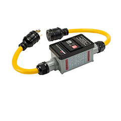 Eaton portable GFCI, Watertight, 30A, #10 AWG, 2' (0.61m) cord length, Polycarbonate, L5-30, Molded, locking plug type, Manual reset, 120V, 4X 669811