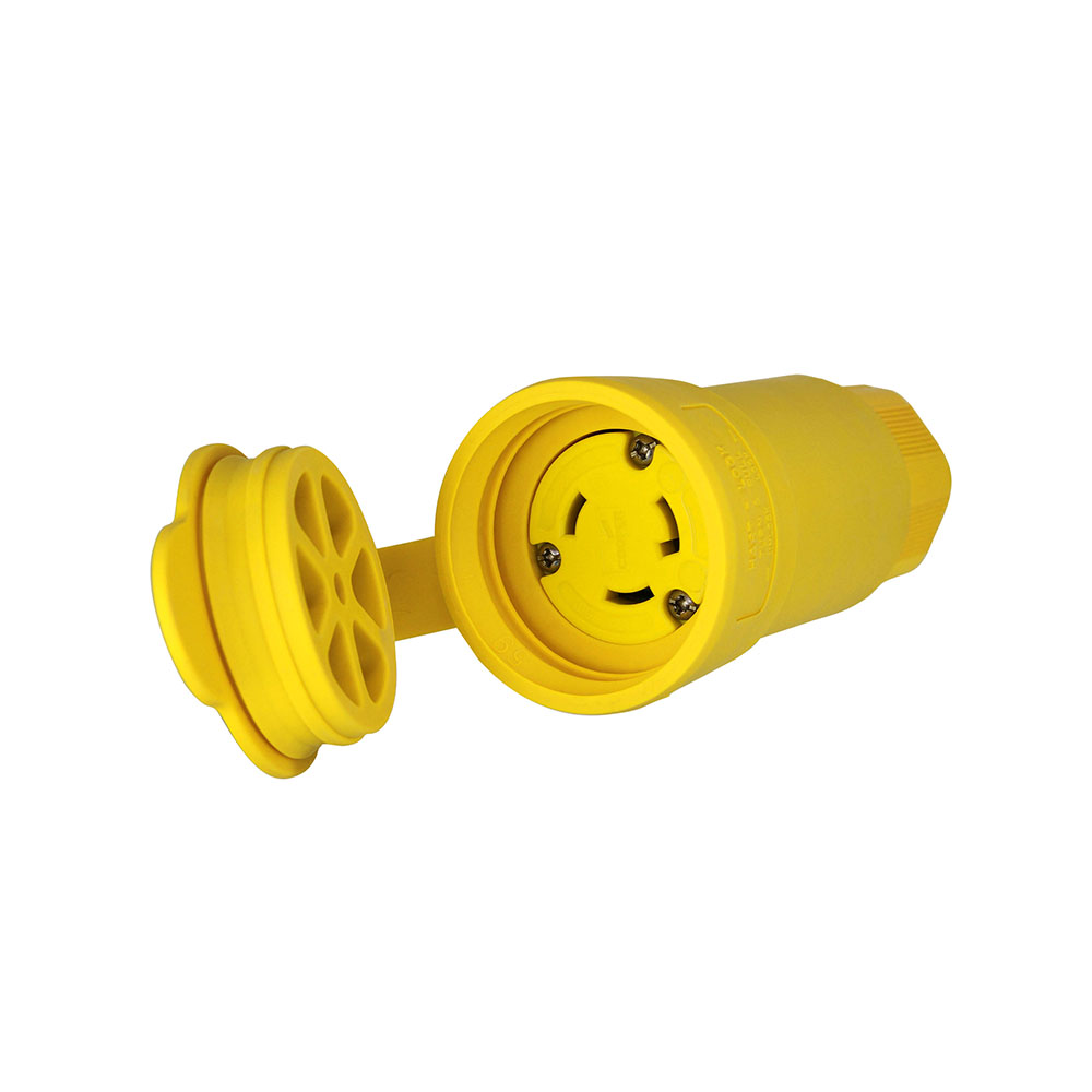 Eaton Arrow Hart watertight locking connector, #18-10 AWG, 30A, Industrial, 250V, Back wiring, Yellow, Steel, Watertight, L6-30, Two-pole, Three-wire, Santoprene thermoplastic elastomeric, 0.43 to 1.15 in, IP67