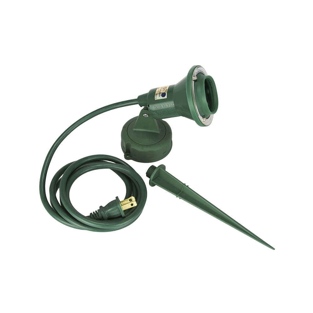 Eaton lampholder, Polarized, weatherproof, Medium base, 6 ft cord, 18-2 SPT-1 polarized cord type, Green, Thermoset, 120V, 150W 539022