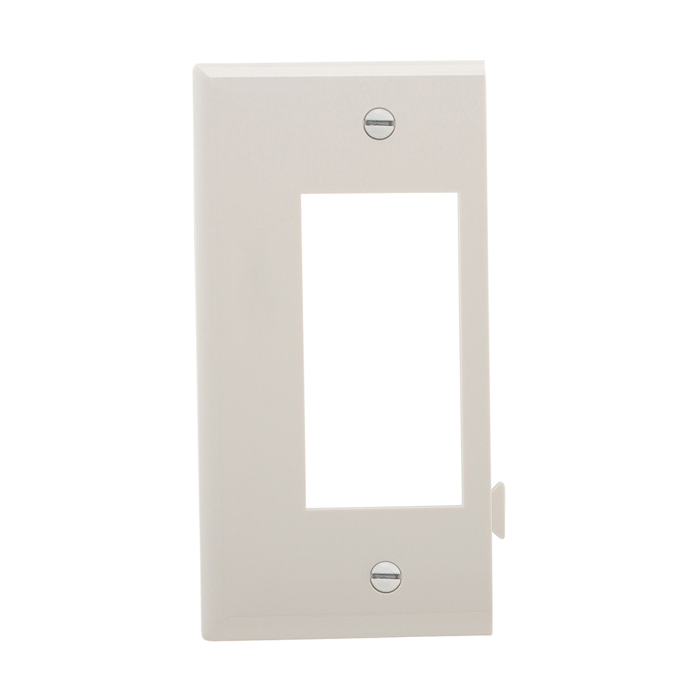 Eaton Sectional wallplate, End piece, White, Decorator Cutout, Polycarbonate, Single- gang, Mid-size
