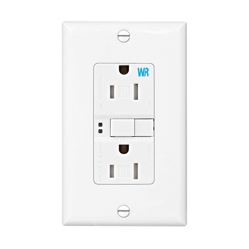 Eaton GFCI receptacle,Weather resistant,Tamper resistant,Self-test,#14 - 10 AWG,15A,Residential,Commercial,Flush,125 V,Back and side wire,white,Brass,Tamper and weather resistant,Polycarbonate,5-15R,Two-pole,Three-wire,grounding