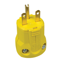 Eaton Arrow Hart quick grip straight blade connector, #16-12 AWG, 15A, Industrial, 250V, Back wire, Yellow, Brass, Nylon, 6-15R, Two-pole, three-wire, grounding, Screw, 0.22-0.66