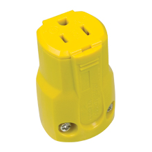Eaton Arrow Hart corrosion resistant straight blade connector,#18 to #12 AWG,15A,Industrial,125V,Back wire,Yellow,Brass,Corrosion resistant,Nylon,5-15R,Two-pole,three-wire,grounding,Screw,0.22-0.66