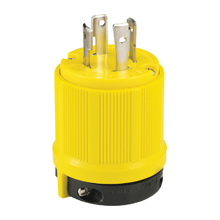 Eaton corrosion resistant locking plug, #14-10 AWG, 30A, Industrial, 125/250V, Back wiring, Yellow, Safety grip, Corrosion resistant, L14-30, Three-pole, Four-wire, Thermoplastic, 0.63 to 1.16 in