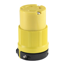 Eaton corrosion resistant locking connector , #14-10 AWG, 30A, Industrial, 125V, Back wiring, Yellow, Safety grip, Corrosion resistant, L5-30, Two-pole, Three-wire, Santoprene thermoplastic elastomeric, 0.38 to 1 in
