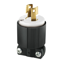 Cooper Non-Grounding Black Nylon Locking Plug 20A 250V 2P2W L2-20 CWL220P-6-C