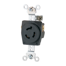 Eaton locking receptacle, #14-10 AWG, 15A, Industrial, 250V, Back and side wiring, Orange, Brass, Duplex, L6-15, Two-pole, Three-wire, Glass-filled nylon, -40° to 75°C