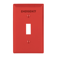 Standard Size Pre-marked Special Use Wallplate, Red, Toggle, Nylon, 1, 