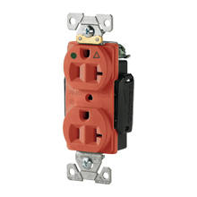 Eaton Arrow Hart extra heavy-duty hospital grade single receptacle, #14-10 AWG, 20A, Healthcare, Flush, 125V, Back and side, Orange, Brass, High-impact nylon face, Glass-filled nylon base, 5-20R, Single, Screw, Nylon, Core pack