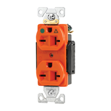 Eaton Arrow Hart extra heavy-duty hospital grade duplex receptacle,#14-10 AWG,20A,Healthcare,Flush,250V,Back and side,Orange,Brass,High-impact nylon face,Glass-filled nylon base,6-20R,Duplex,Screw,Glass-filled nylon,Core pack