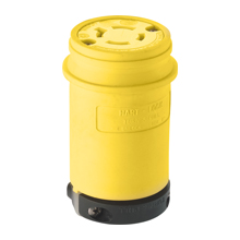 Eaton severe duty locking connector, #18-10 AWG, 20A, Industrial, 125/250V, Back wiring, Yellow, black, Severe duty, L14-20, Three-pole, Four-wire, Santoprene thermoplastic elastomeric, 0.63 to 1.16 in