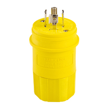 Eaton Arrow Hart watertight locking connector, #18-10 AWG, 20A, Industrial, 120/208V, Back wiring, Yellow, Steel, Watertight, L21-20, Four-pole, Five-wire, Santoprene thermoplastic elastomeric, 0.36 to 0.84 in, IP67