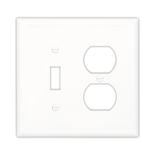 Eaton Combination wallplate, Black, Duplex receptacle, Blank Cutout, Polycarbonate, Two- gang, Mid-size