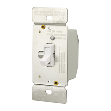 Eaton toggle dimmer, Power Failure Mode, Non-preset, Flush, 120V, Wire leads, Maintained, White, Indoor, 60 Hz, Incandescent, halogen, 1-pole, 3-way, 1-phase, Polycarbonate, 600W