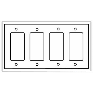 Eaton Decorator / GFCI wallplate, White, Decorator Cutout, Thermoset, Four- gang, Mid-size, ED Box