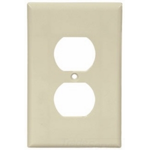 Eaton Duplex receptacle wallplate, Almond, Duplex receptacle Cutout, Thermoset, Single- gang, Mid-size, ED Box