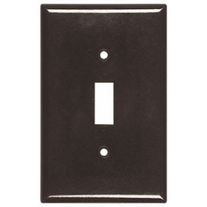 Eaton Toggle wallplate, Brown, Toggle Cutout, Thermoset, Single- gang, Mid-size, ED Box