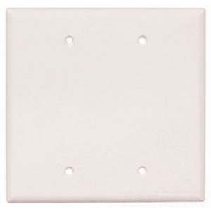 Eaton Blank wallplate, Box mount, Lt. Almond, Blank Cutout, Thermoset, Two- gang, Mid-size, ED Box