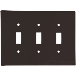 Eaton Toggle wallplate, Brown, Toggle Cutout, Thermoset, Three- gang, Mid-size, ED Box