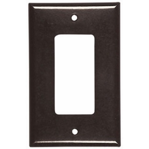 Eaton Decorator / GFCI wallplate, Brown, Decorator Cutout, Thermoset, Single- gang, Mid-size, ED Box