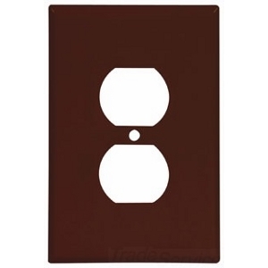 Eaton Duplex receptacle wallplate, Brown, Duplex receptacle Cutout, Thermoset, Single- gang, Oversize, ED Box