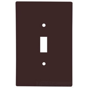 Eaton Toggle wallplate, Brown, Toggle Cutout, Thermoset, Single- gang, Oversize, ED Box