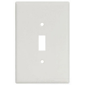 Eaton Toggle wallplate, White, Toggle Cutout, Thermoset, Single- gang, Oversize, ED Box