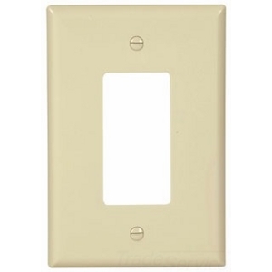 Eaton Decorator / GFCI wallplate, Ivory, Decorator Cutout, Thermoset, Single- gang, Oversize, ED Box