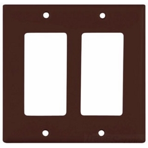 Eaton Decorator / GFCI wallplate, Brown, Decorator Cutout, Nylon, Two- gang, Standard, ED Box