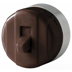 Eaton standard grade switch, Switch, 5A, 10A, Surface, 125/250V, Side wire, Brown, Polycarbonate, Single-pole