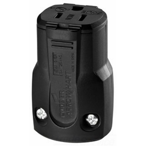 Eaton Arrow Hart quick grip straight blade connector, #18-12 AWG, 15A, Industrial, 125V, Back wire, Black, Brass, Nylon, 5-15R, Two-pole, three-wire, grounding, Screw, 0.22-0.66