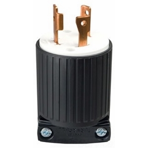 Eaton locking plug, #16-12 AWG, 30A, Industrial, 250V, Back wiring, Black, white, Ultra grip, L6-30, Two-pole, Three-wire, Nylon