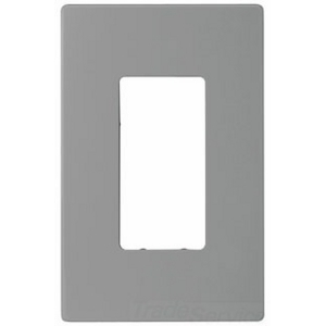 Eaton Screwless wallplate, Screwless, Gray, Decorator Cutout, Polycarbonate, Single- gang, Mid-size