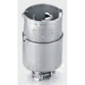 Eaton corrosion resistant locking plug, #12-4 AWG, 50A, Marine, 125V, Back wiring, Yellow, black, Non-NEMA, Two-pole, Three-wire, Nylon, 0.44 to 1.06 in