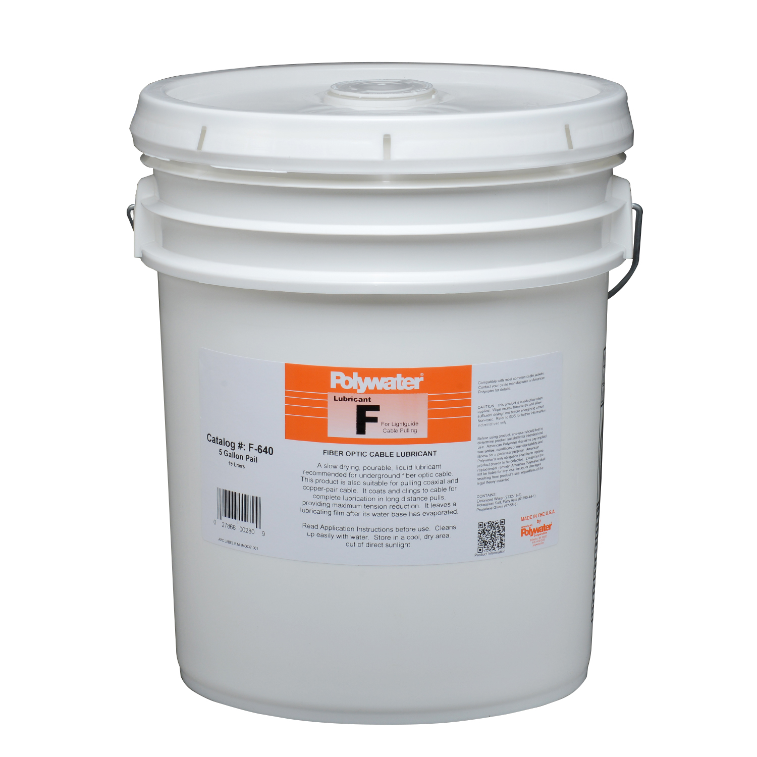 Product image for American Polywater F-640 5 Gallon Pail 8 to 9.5 pH Cable Lubricant