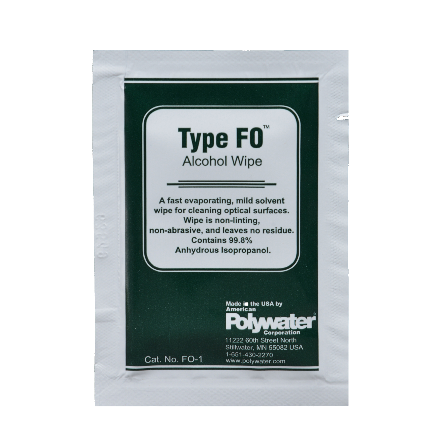 Product image for American Polywater FO-1 5 x 8 Inch White Anhydrous Alcohol Prep Wipe