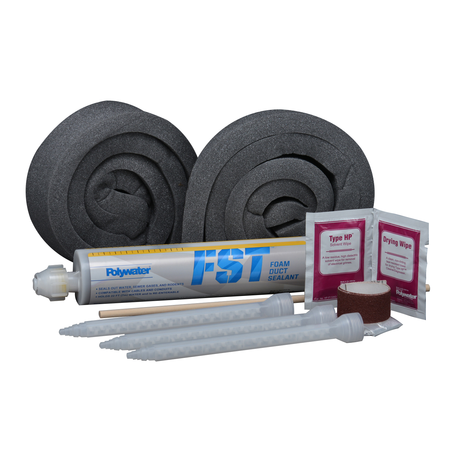 Product image for American Polywater FST-250KIT1 8.5 oz 24 Inch Foam Damming Strips Duct Sealant Kit