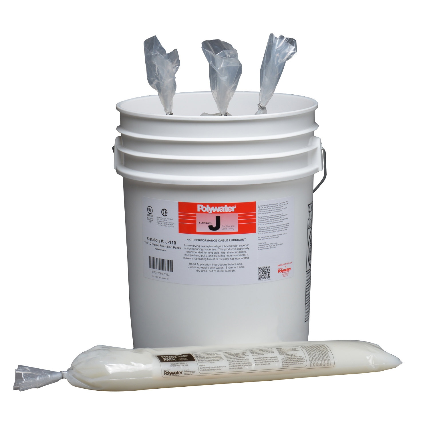 Product image for American Polywater J-110 1/2 Gallon Pail 7.5 to 9 pH Cable Lubricant