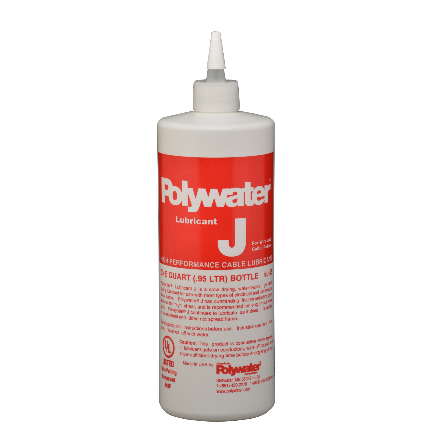 Product image for American Polywater J-35 1 Quart Squeeze Bottle 7.5 to 9 pH Cable Lubricant