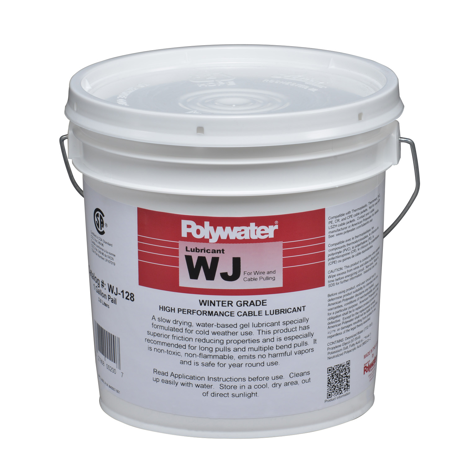 Product image for American Polywater WJ-128 1 Gallon Pail 7.5 to 9 pH Cream Cable Lubricant