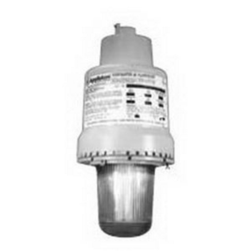 Appleton Code Master Jr. CJ Series Fluorescent Factory Sealed Luminaire Without Guard, Fixture Type: Pendant, Lamp Type: 26 WTT 1800 LM 10000 HR 4-Pin PL-T Fluorescent (Not Included), Lamp Wattage: 26 WTT, Voltage Rating: 120 - 277 V, Number Of Lamps: 1, Material: Copperfree (4/10 Of 1 PCT Maximum) Aluminum Ballast Bodies, Die-Cast Copperfree (4/10 Of 1 PCT Maximum) Aluminum Mounting Hood, Fixture Wattage: 28 WTT, Amperage Rating: 0.25 - 0.11 AMP, Length: 8 IN, Width: 8.00 IN, Height: 17.87 IN, Housing Finish: Epoxy Powder Coat, Housing Material: Die-Cast Copperfree (4/10 Of 1 PCT Maximum) Aluminum, Ambient Temperature Range: 40 DEG C, Temperature Range: -18 DEG C (Minimum Starting), 75 DEG C (Supply Wire), Lens Material: Glass Globe, Ballast Type: Integral, Ballast Quantity: 1, Number Of Hubs: 1, Hub Size: 1 IN, Frequency Rating: 50/60 HZ, Enclosure: NEMA 4X, Standard: Class I, Division 1 And 2, Groups C, D, Class II, Division 1 And 2, Groups E, F, G, Class III, UL Listed:E10444, 1598, 844, For Use In Marine And Wet Locations, And In Hazardous Locations Such As Plants Where Plastics, Paints, Thinners And Petrochemicals Are Manufactured, And In Other Areas Where Ignitable Vapors, Dust, Moisture And Corrosive Elements May Be Present, Where An Instant-On White Light Is Desired And For Locations That Are Difficult To Access