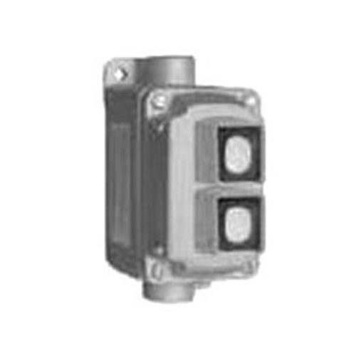 EFDB Series 1-Gang 2 Circuit Push Button Switch, Action: Momentary, Contact Configuration: 1 NO/1 NC, Contact Rating: 10 AMP At 600 VAC, Enclosure: NEMA 3, 7CD, 9EFG, Mounting: Surface Mount With 3/4 IN Dead-End Hub, Material: Malleable Iron Body With Copperfree (4/10 Of 1 PCT Maximum) Aluminum Cover, Finish: Triple-Coat (Zinc Electroplate, Chromate And Epoxy Powder Coat), Height: 4.63 IN, Width: 3 IN, Depth: 4.69 IN, Legend: Start/Stop, Standard: UL 508, UL 698, UL 1203, E10449, E81751 UL Listed, Class I, Division 1, Groups, C, DClass I, Division 2, Groups B, C, D, Class II, Division 1 And 2, Groups E, F, G And Class III, For Remote Control Of Motors